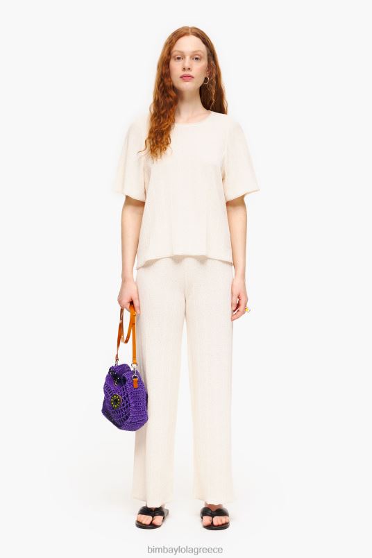 είδη ένδυσης Bimba Y Lola παντελόνι πλεκτό ζέρσεϊ L2L28399 εκρού