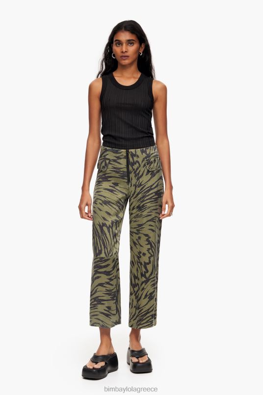 είδη ένδυσης Bimba Y Lola Χακί φτερό πεταλούδα δίχρωμο παντελόνι L2L28402 ρεύση