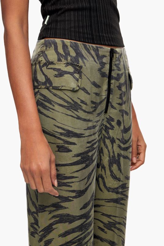 είδη ένδυσης Bimba Y Lola Χακί φτερό πεταλούδα δίχρωμο παντελόνι L2L28402 ρεύση