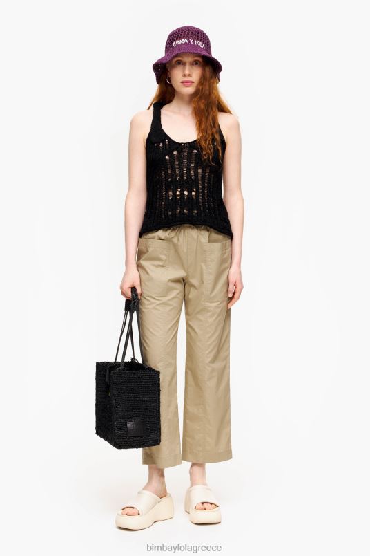 είδη ένδυσης Bimba Y Lola παντελόνι τζόγκερ ποπλίνα L2L28410 χακί