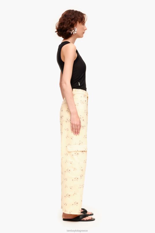 είδη ένδυσης Bimba Y Lola cargo - ακρυλικά λουλούδια στάμπα cargo παντελόνι L2L28407 ελεφαντόδοντο