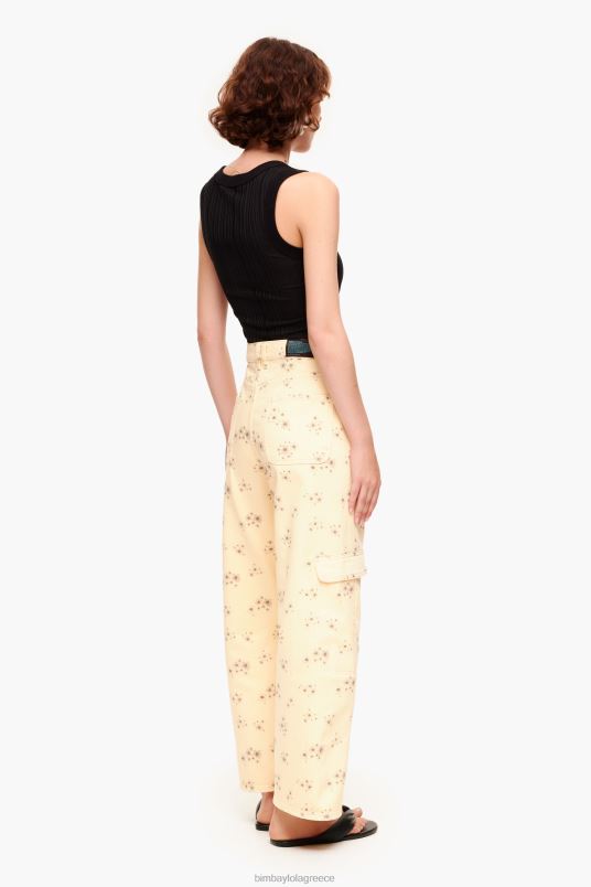 είδη ένδυσης Bimba Y Lola cargo - ακρυλικά λουλούδια στάμπα cargo παντελόνι L2L28407 ελεφαντόδοντο