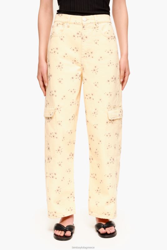 είδη ένδυσης Bimba Y Lola cargo - ακρυλικά λουλούδια στάμπα cargo παντελόνι L2L28407 ελεφαντόδοντο