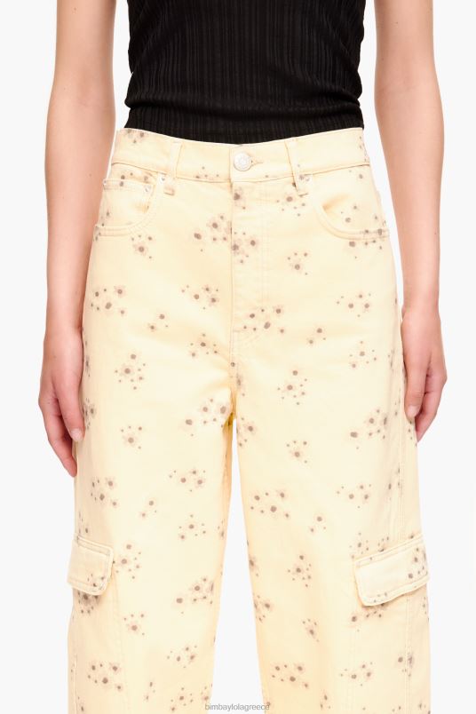 είδη ένδυσης Bimba Y Lola cargo - ακρυλικά λουλούδια στάμπα cargo παντελόνι L2L28407 ελεφαντόδοντο