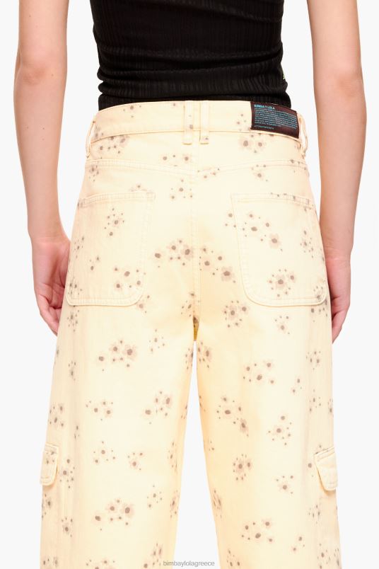 είδη ένδυσης Bimba Y Lola cargo - ακρυλικά λουλούδια στάμπα cargo παντελόνι L2L28407 ελεφαντόδοντο