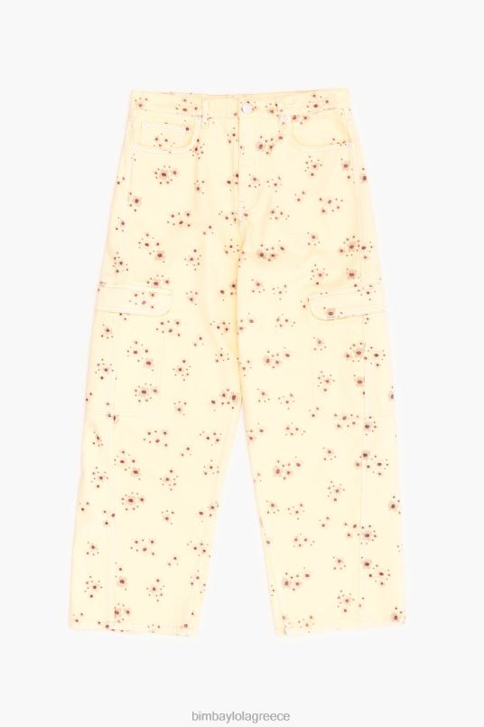 είδη ένδυσης Bimba Y Lola cargo - ακρυλικά λουλούδια στάμπα cargo παντελόνι L2L28407 ελεφαντόδοντο