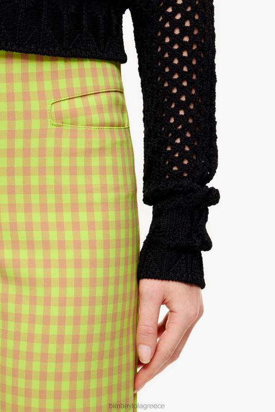 είδη ένδυσης Bimba Y Lola ελαστικό παντελόνι gingham L2L28436 ασβέστη και καφέ