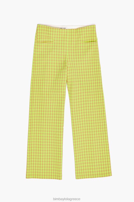 είδη ένδυσης Bimba Y Lola ελαστικό παντελόνι gingham L2L28436 ασβέστη και καφέ