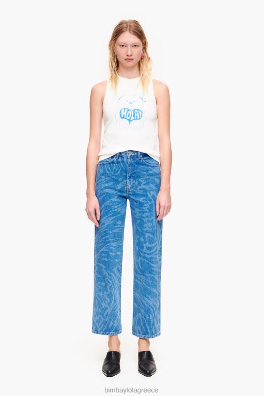 είδη ένδυσης Bimba Y Lola ίσιο cropped - τζιν με στάμπα με φτερά πεταλούδας L2L28452 μπλε