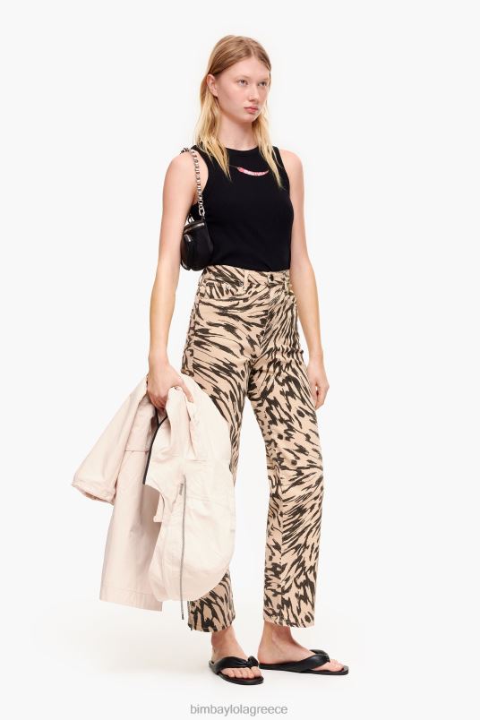 είδη ένδυσης Bimba Y Lola ίσιο cropped - τζιν με στάμπα με φτερά πεταλούδας L2L28533 φυσικός