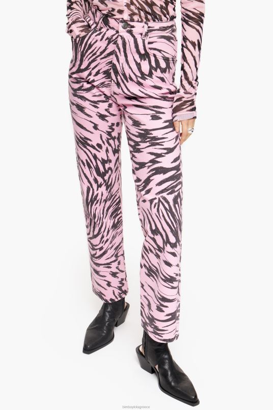 είδη ένδυσης Bimba Y Lola ίσιο cropped - ίσιο τζιν με στάμπα με φτερά πεταλούδας L2L28537 ροζ