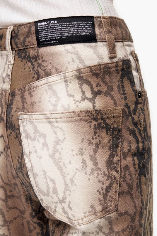 είδη ένδυσης Bimba Y Lola ίσιο cropped - ίσιο τζιν με στάμπα python pixel L2L28428 χακί