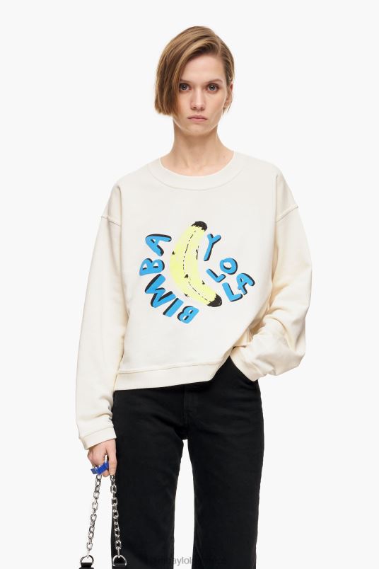 είδη ένδυσης Bimba Y Lola φούτερ κουτί με λογότυπο μπανάνα L2L28495 ελεφαντόδοντο