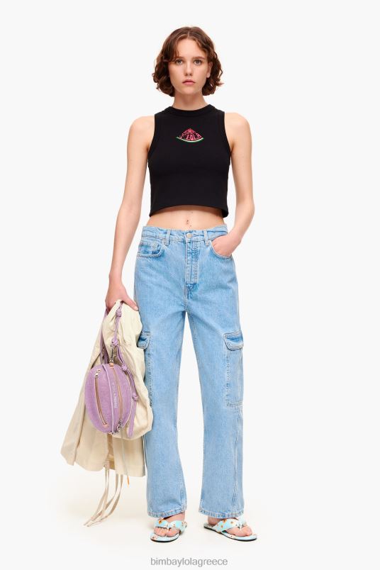 είδη ένδυσης Bimba Y Lola επάνω με λογότυπο καρπούζι L2L28272 μαύρος