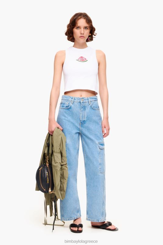 είδη ένδυσης Bimba Y Lola επάνω με λογότυπο καρπούζι L2L28273 άσπρο