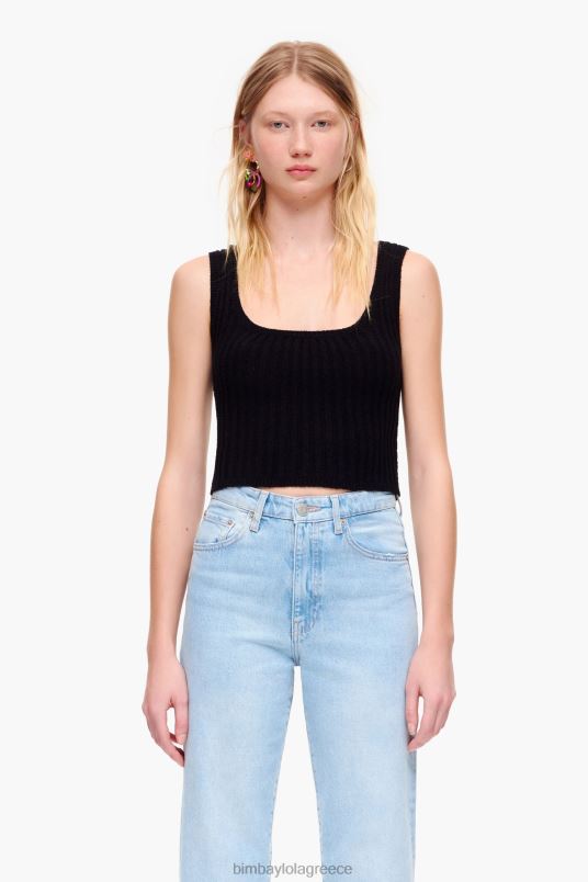 είδη ένδυσης Bimba Y Lola ριμπ εφαρμοστό επάνω μέρος L2L28313 μαύρος
