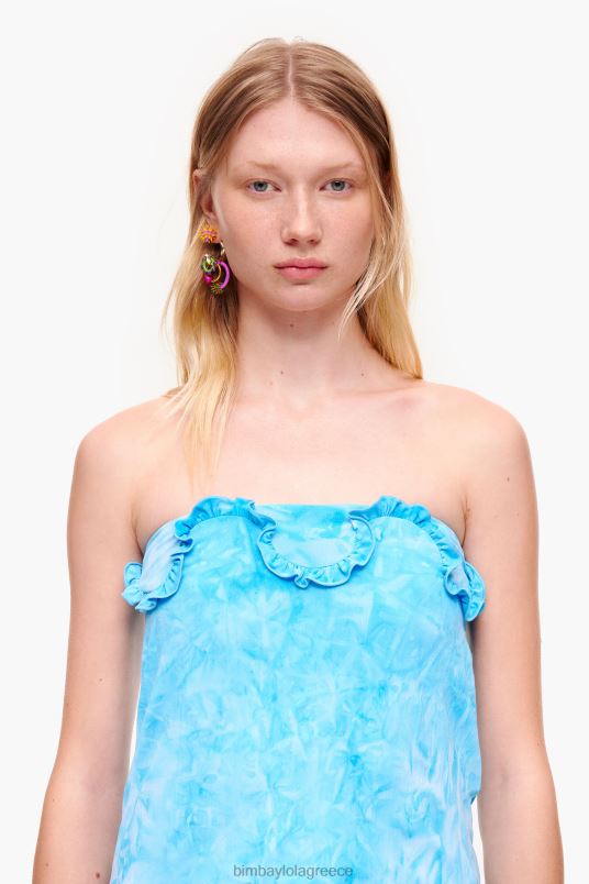 είδη ένδυσης Bimba Y Lola εντοιχισμένη μπλούζα με βολάν L2L28341 μπλε