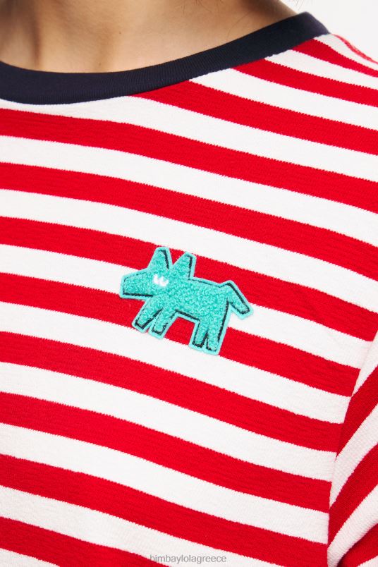 είδη ένδυσης Bimba Y Lola ριγέ μπλουζάκι σκύλου L2L28250 το κόκκινο