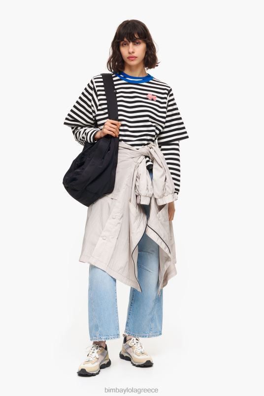 είδη ένδυσης Bimba Y Lola ριγέ μπλουζάκι L2L28251 μαύρος