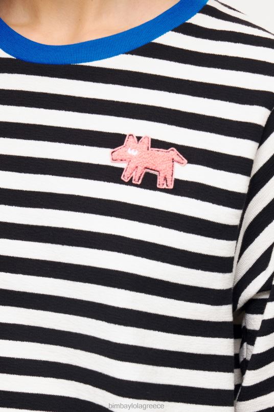 είδη ένδυσης Bimba Y Lola ριγέ μπλουζάκι σκύλου L2L28252 μαύρος
