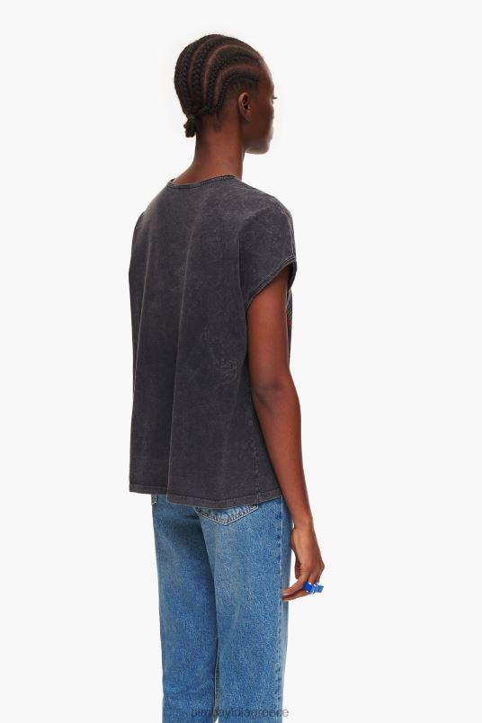 είδη ένδυσης Bimba Y Lola μπλουζάκι με λογότυπο L2L28259 πλυμένο μαύρο