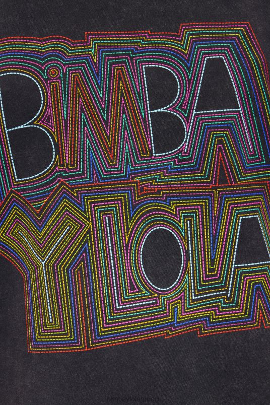 είδη ένδυσης Bimba Y Lola μπλουζάκι με λογότυπο L2L28259 πλυμένο μαύρο