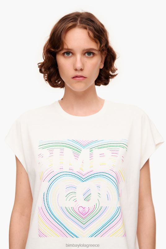 είδη ένδυσης Bimba Y Lola μπλουζάκι με λογότυπο με μολύβι L2L28260 ελεφαντόδοντο
