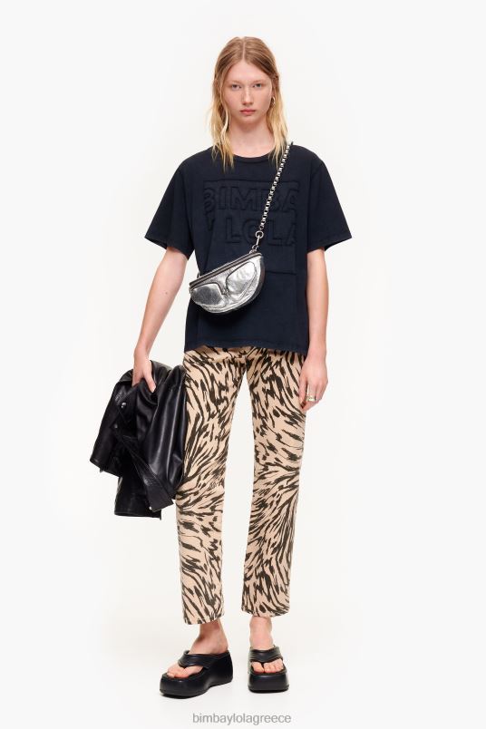 είδη ένδυσης Bimba Y Lola μπλουζάκι με λογότυπο από βαμβάκι L2L28261 μαύρος