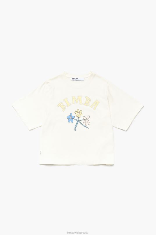 είδη ένδυσης Bimba Y Lola μπλουζάκι με λογότυπο βαμβακερό λουλούδι L2L28269 βανίλια