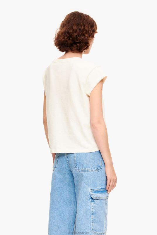 είδη ένδυσης Bimba Y Lola μπλουζάκι με λουλουδάτο λογότυπο L2L28275 εκρού