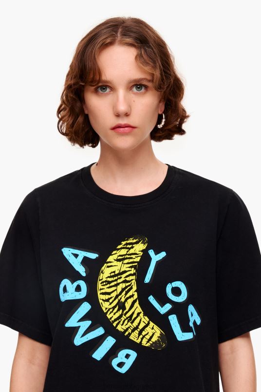 είδη ένδυσης Bimba Y Lola μπλουζάκι με στάμπα μπανάνας L2L28278 μαύρος