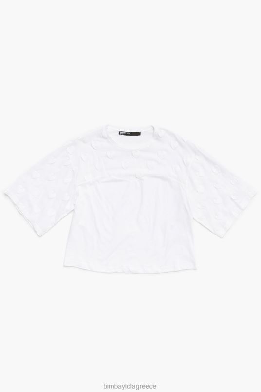 είδη ένδυσης Bimba Y Lola καρδιές βαμβακερό μπλουζάκι L2L28283 άσπρο