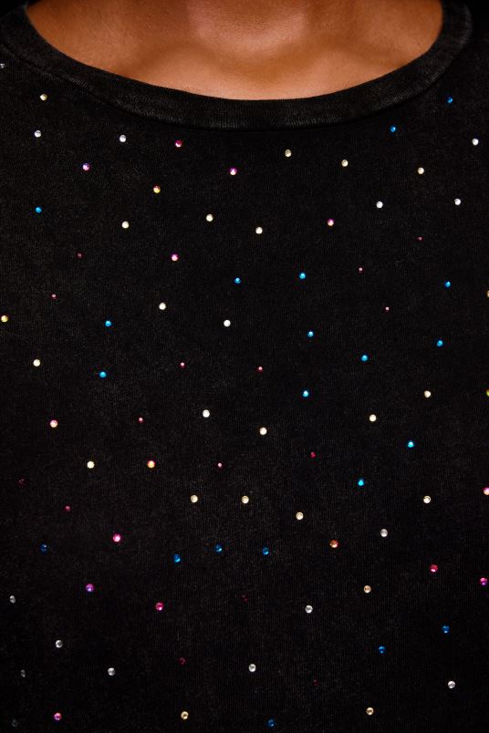 είδη ένδυσης Bimba Y Lola πολύχρωμο μπλουζάκι κουτί με πέτρες L2L28296 μαύρος