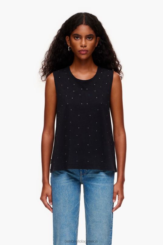 είδη ένδυσης Bimba Y Lola πολύχρωμο μπλουζάκι με πέτρες L2L28297 μαύρος