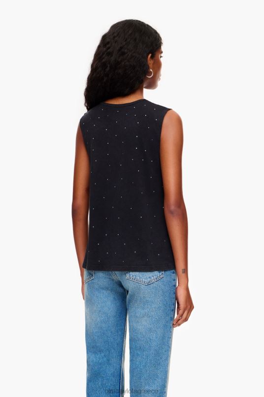 είδη ένδυσης Bimba Y Lola πολύχρωμο μπλουζάκι με πέτρες L2L28297 μαύρος