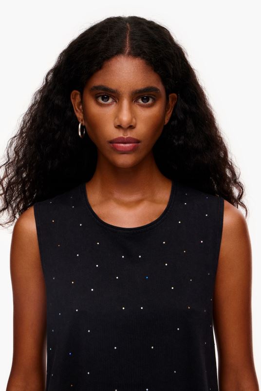 είδη ένδυσης Bimba Y Lola πολύχρωμο μπλουζάκι με πέτρες L2L28297 μαύρος