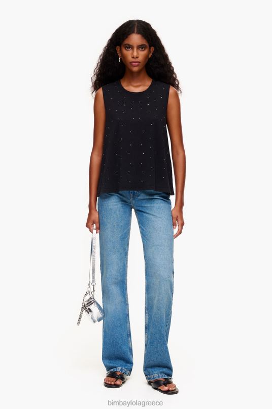 είδη ένδυσης Bimba Y Lola πολύχρωμο μπλουζάκι με πέτρες L2L28297 μαύρος
