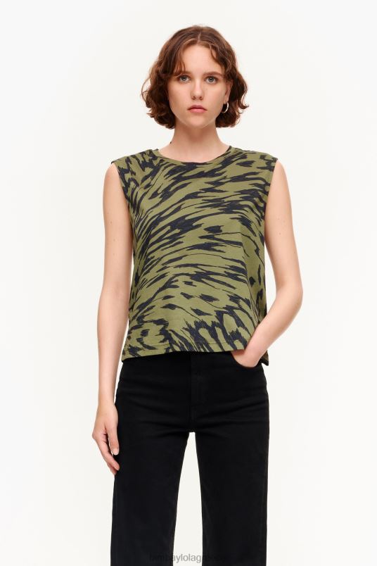 είδη ένδυσης Bimba Y Lola Βαμβακερό μπλουζάκι με στάμπα με φτερά πεταλούδας L2L28298 χακί