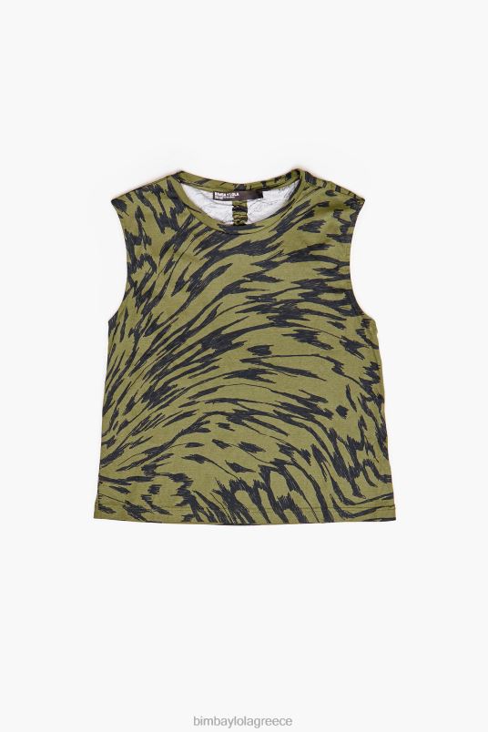 είδη ένδυσης Bimba Y Lola Βαμβακερό μπλουζάκι με στάμπα με φτερά πεταλούδας L2L28298 χακί