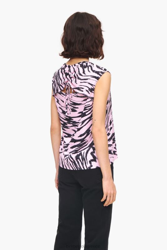 είδη ένδυσης Bimba Y Lola δίχρωμο βαμβακερό μπλουζάκι με φτερό πεταλούδας L2L28299 ροζ