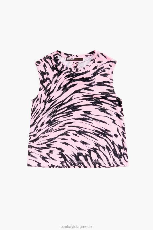 είδη ένδυσης Bimba Y Lola δίχρωμο βαμβακερό μπλουζάκι με φτερό πεταλούδας L2L28299 ροζ