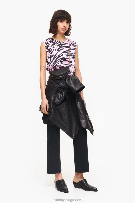 είδη ένδυσης Bimba Y Lola δίχρωμο βαμβακερό μπλουζάκι με φτερό πεταλούδας L2L28299 ροζ