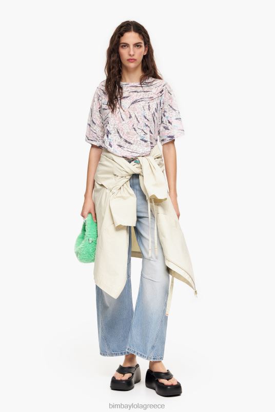 είδη ένδυσης Bimba Y Lola Μπλουζάκι κουτί με στάμπα με φτερά πεταλούδας L2L28302 άσπρο