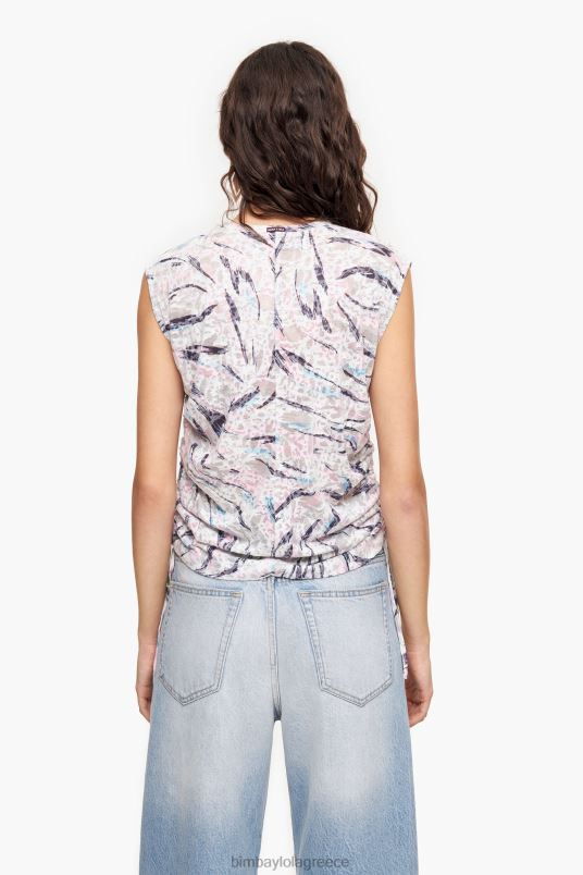 είδη ένδυσης Bimba Y Lola Βαμβακερό μπλουζάκι με στάμπα με φτερά πεταλούδας L2L28303 άσπρο