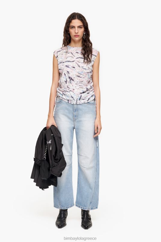 είδη ένδυσης Bimba Y Lola Βαμβακερό μπλουζάκι με στάμπα με φτερά πεταλούδας L2L28303 άσπρο