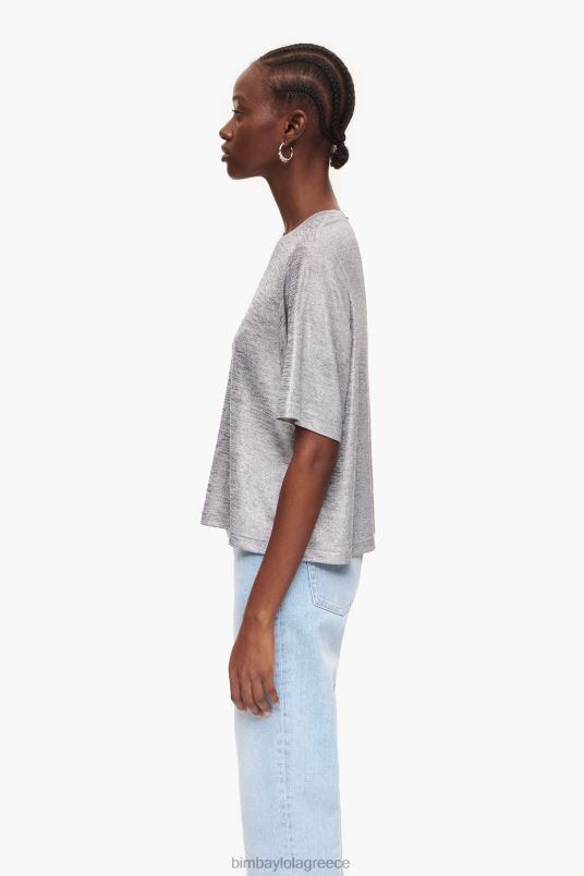 είδη ένδυσης Bimba Y Lola αλουμινόχαρτο μπλουζάκι L2L28307 ρευστό γκρι