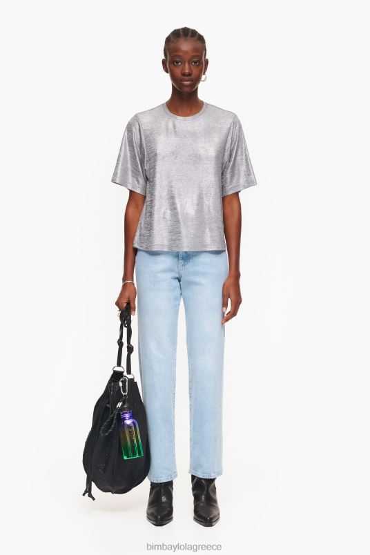 είδη ένδυσης Bimba Y Lola αλουμινόχαρτο μπλουζάκι L2L28307 ρευστό γκρι