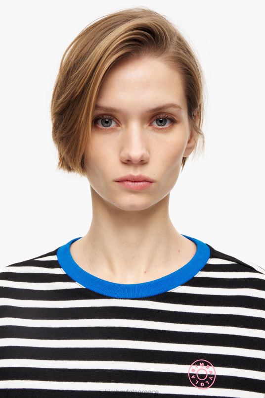 είδη ένδυσης Bimba Y Lola ριγέ βαμβακερό μπλουζάκι L2L28317 μαύρος