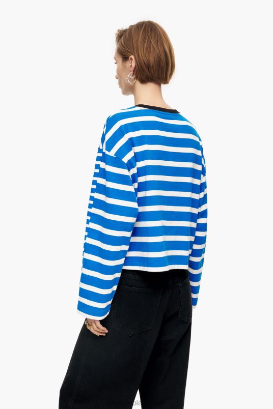 είδη ένδυσης Bimba Y Lola ριγέ βαμβακερό μπλουζάκι L2L28318 μπλε