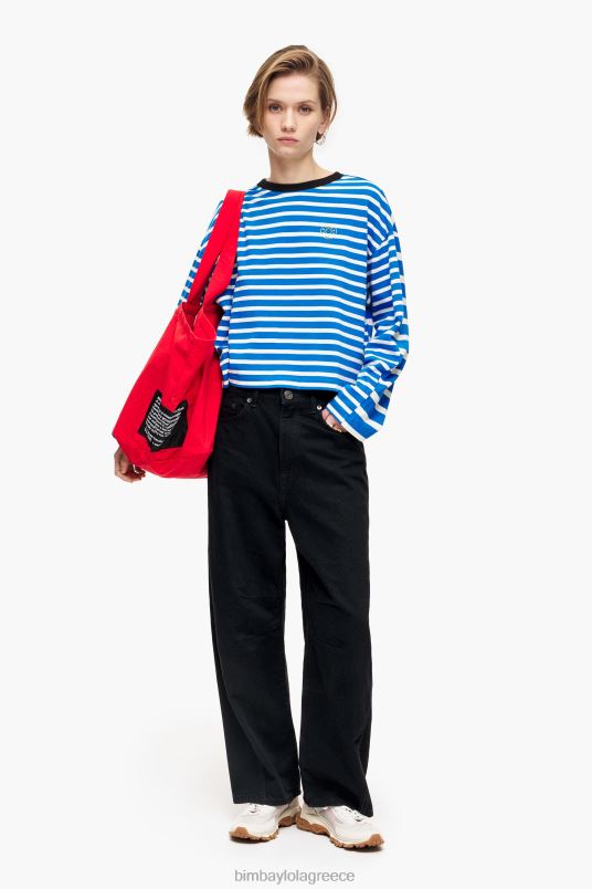 είδη ένδυσης Bimba Y Lola ριγέ βαμβακερό μπλουζάκι L2L28318 μπλε